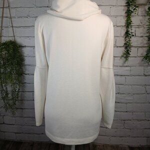 LOU&GREY WINTER WHITE COWL NECK SWEATER, BISHOP SLEEVE, SIZE SMALL